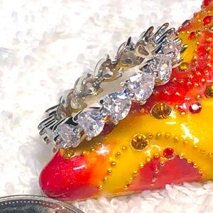 💍💕sterling wedding band style cubic zirconia ring -S925 STUNNING! Heart motif